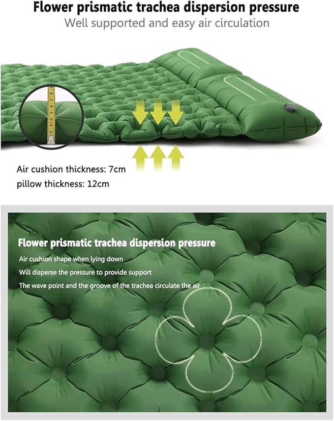 Camping Sleeping Pad Inflatable Air Mattresses Outdoor Mat Furniture Bed Very Light Cushion Pillow Hiking Trekking with(France)