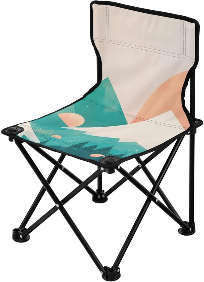 Snowy Peaks Sunset Portable Camping Chairs Folding Chair - Durable Oxford Fabric Lightweight Iron Frame Easy Fold Design - Ideal for Outdoor Activities Camping Fishing and Travel