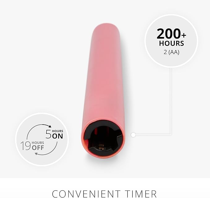 Luminara Flameless Candle Taper (1 x 9.5) Melted Top Real Wax Unscented Remote Ready Timer (Sweet Pink)