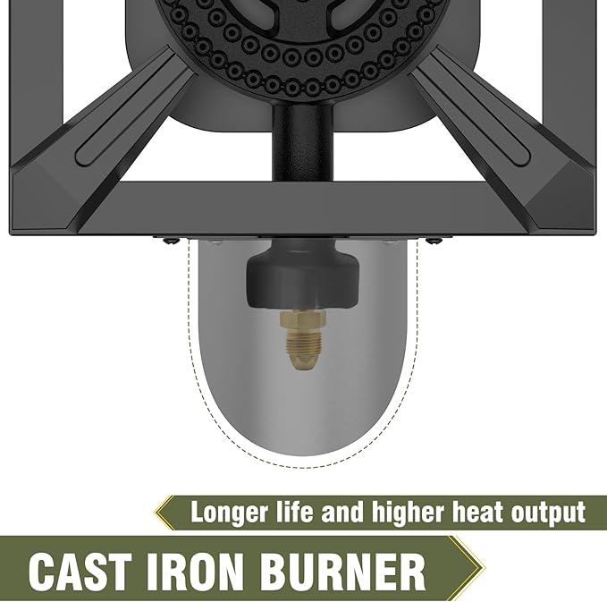 BESTFIRE Propane Burner 100000 BTUs High Pressure Single Propane Stove - Heat Shield and Guard 4.1ft Adjustable Hose with Regulator Gas Stove for Outdoor Cooking Turkey Fry Seafood Boil