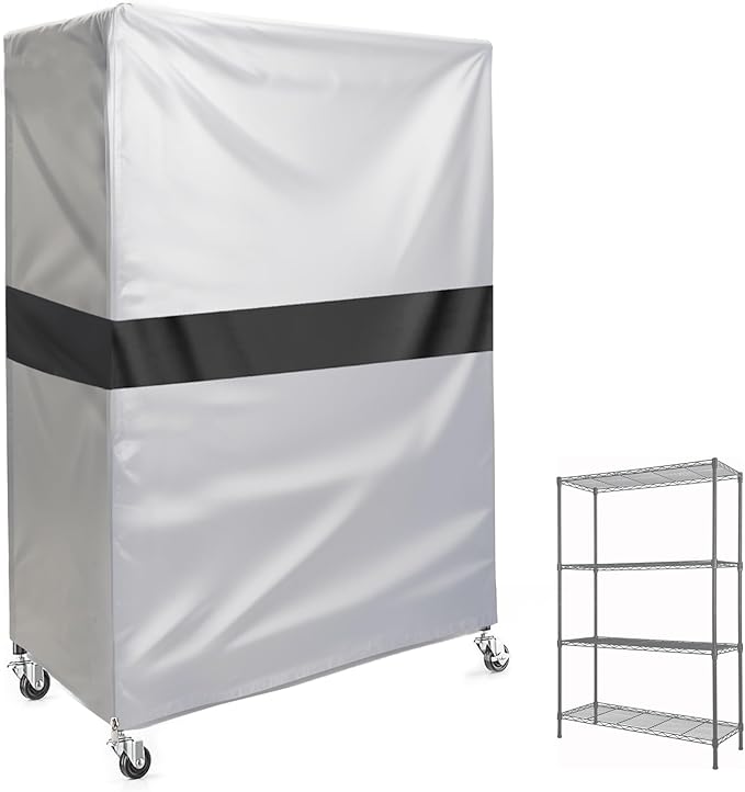 Rugged 600D Storage Rack Cover (36 x 18 x 72) - Water-Resistant &amp Dustproof Metal Shelving Protector - Heavy-Duty Oxford Fabric Shroud for Garage Workshop and Outdoor-Shed Storage