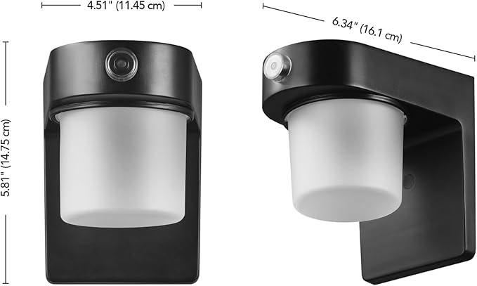 GLOBE Electric 19W Black Patio Light 1000 Lumens Hardwired Automatic Dusk to Dawn Outdoor Integrated LED Flood Light Security Light Spotlight Outside House Lights