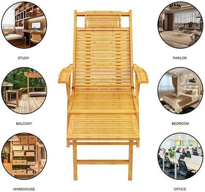 Summer Chair Dual Purpose Folding Bamboo Woven Folding Recliner Recliner Sun Office Chair Armchair Garden Chair Lounge Chair Sun Beach Chairs Send CushionBrown