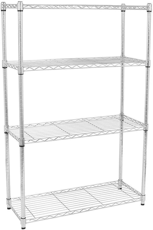 Commercial Chrome Wire Shelving Rack All Stainless-steel Heavy Duty 4 Tier Wire Shelf W60xD18xH71 for Storage ETL