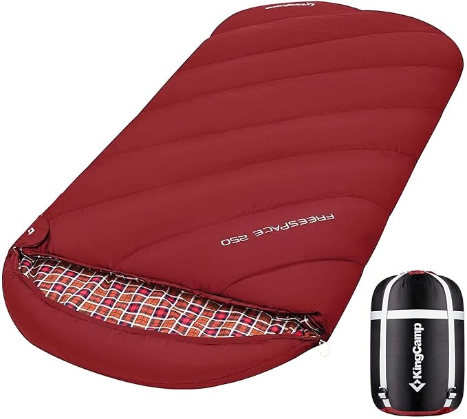 KingCamp Sleeping Bags Big and Tall Flannel Sleeping Bag for Adults Lightweight Portable Extra Wide Sleep Bag for Camping Backpacking Perfect for Cold and Warm Weather Outdoor Gear