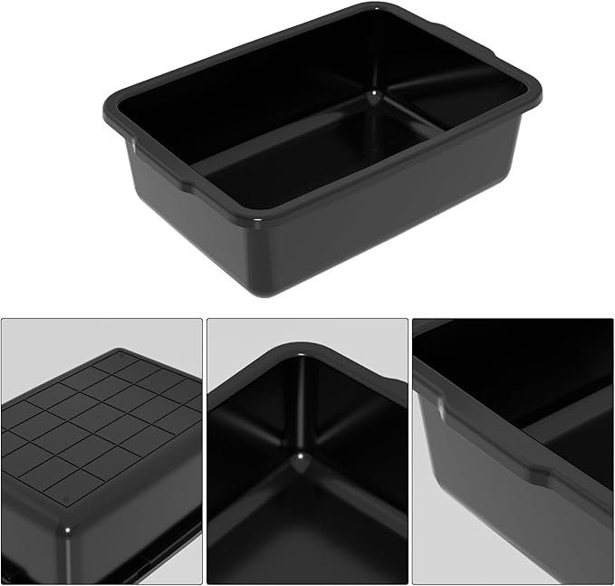 13 Liter Commercial Tote Box 12-Pack Plastic Bus Tubs Bus Boxes Black Dishwashing Tub