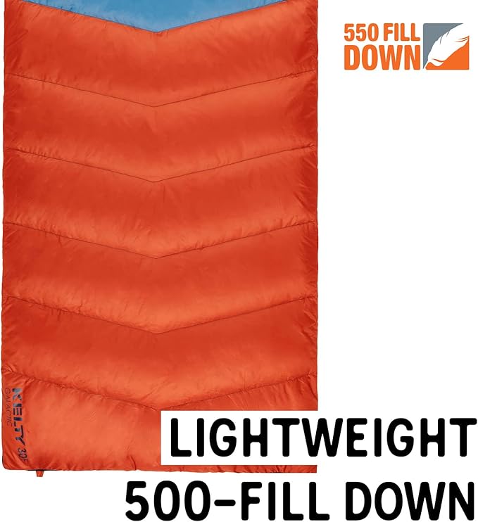 Kelty Galactic Down 30 Degree Sleeping Bag 550 Fill Power RDS Trackable Down Backpacking and Camping Zip Together for 2P Sleeping Bag