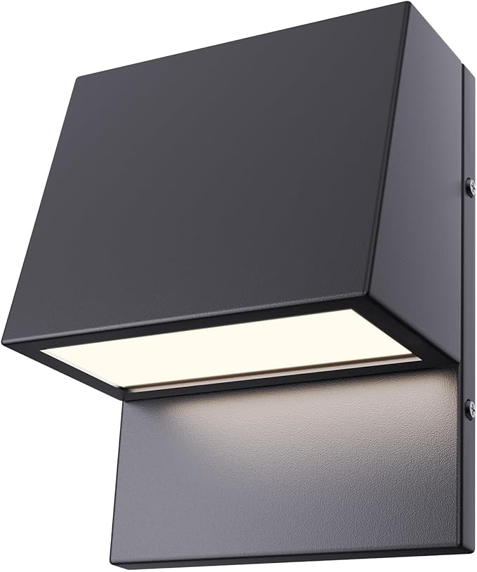 LED Modern Outdoor Wall Light 15W 3000K Matte Black 8 x 3.5 x 10.25 inches Waterproof Outdoor Front Door Porch Garden Garage Yard Pathway Patio Walkway