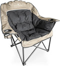 Black Sierra Oversized Camping Chair for Adults – 400 lb Heavy Duty Folding Chair with Cup Holders &amp Carry Bag