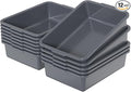 Vababa 12-Pack Plastic Commercial Bus Box 13 L Kitchen Bus Tub Gray