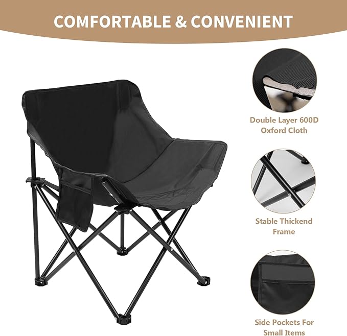 Portable Folding Chair for Sauna Fast Folding Chair with Carry Bag and Side Pocket Chairs for Adults Carry Chair for Camping Tailgates Beach and Sports