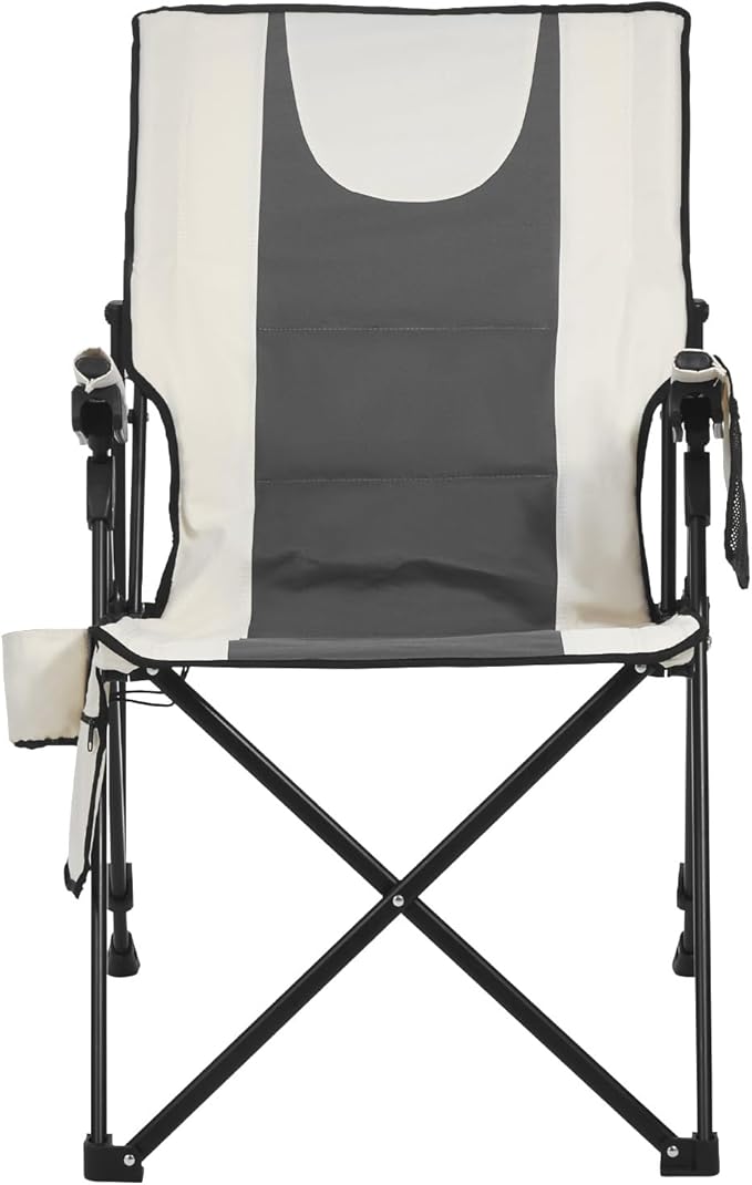 VEVOR Heated Camping Chair 3 Heat Settings High Back Folding Camping Chair Supports 260lbs Full Padded Beach Chairs with Armrest &amp Cupholder Portable Lawn Chairs for Outdoor Sports Travel
