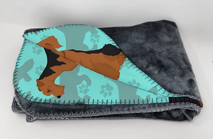Caroline's Treasures MLM1042TBLT Airedale Terrier Soft Travel Blanket with Bag Airplane Blanket Indoor Outdoor Camping Blanket for Traveling Picnics Beach Trips Concerts