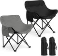 2 Pack Compact Camping Chairs Portable Folding for Outside with Carry Bag Lightweight Moon Chairs for Travel Picnic Hiking Beach Fishing 600D Oxford Supports 330lbs(Grey Black)