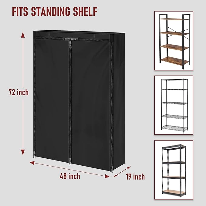 Storage Shelving Unit Cover Waterproof Shelf Cart Cover Protective Outdoor Indoor Storage Rack Dust Covers (48 D x 18 W x 72 H)