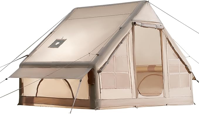 VEVOR Inflatable Tents for Camping Easy Setup Blow up Tent with Hand Pump 4 Season Glamping Tent with Stove Jack Doors &amp Mesh Windows Storage Bag Included for Easy Taking