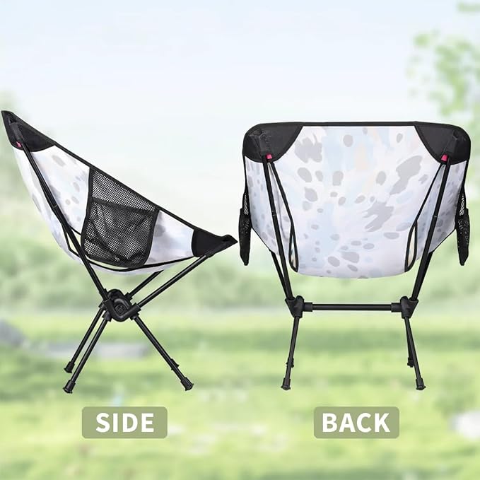 Portable Camping Chair Blue Black Print Ultralight Folding Camping Chair Backpacking Hiking Chair with Cup Holder for Outdoor Travel Beach Picnic Festival Compact Portable 176 lbs Capacity