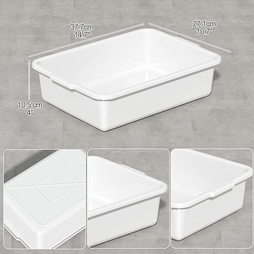 8 L Small Commercial Bus Box Plastic Bus Tub White 5-Pack