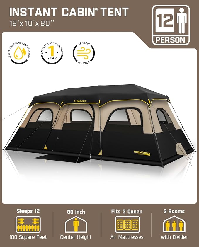 FanttikOutdoor Zeta C12 Pro Max Instant Cabin Tent &amp FanttikOutdoor Beta C6 Apex SUV Tent