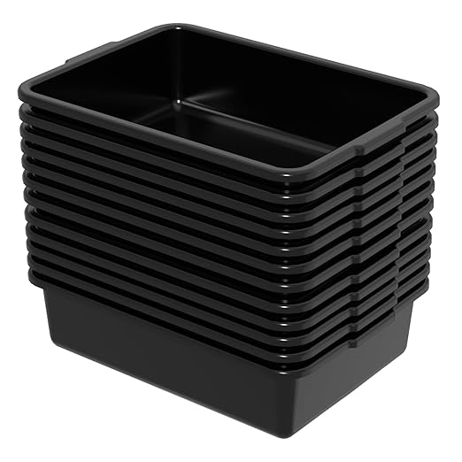 13 L Plastic Bus Bin Box Tub 12 Packs Commercial Bus Utility Bin Tote Wash Basin Black