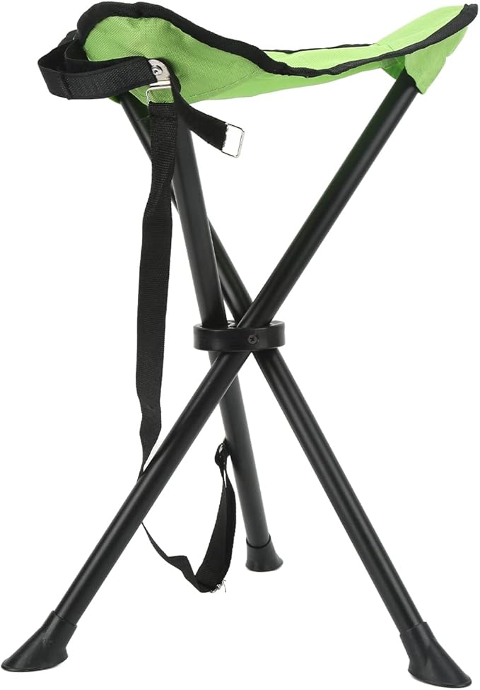 plplaaoo Folding Tripod Stool Heavy Duty Portable Anti Slip Foldable Chair for Outdoor Camping Fishing Picnics Made of 600D Oxford Cloth PVC Waterproof Coating (Green)