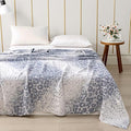 ITFRO Leopard Cooling 3 Layer Cotton Muslin Blanket for Hot Sleepers 80x92 Inches Lightweight Breathable Reversible Summer Camping Blanket All Seasons for Couch Sofa Bed (Leopard Blue 80x92)