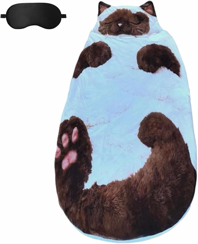 Cat Sleeping Bag Cat Sleeping Bag for Human Cat Shaped Plush Floor Lounger for Adults for Indoor Use or Camping