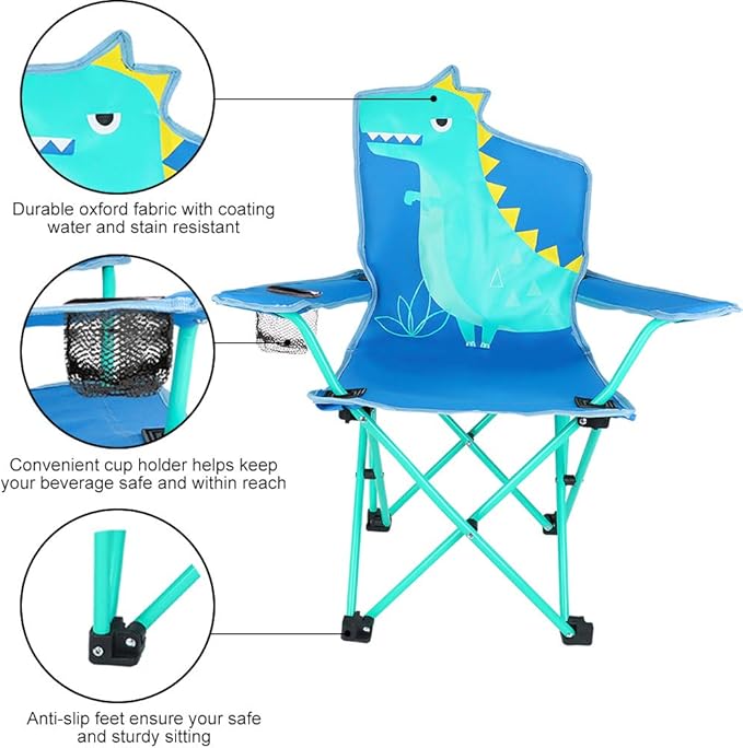 KABOER Kids Outdoor Folding Lawn and Camping Chair with Cup Holder and Carrying Bag Children's Camping Chairs
