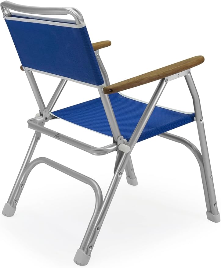 FORMA MARINE Boat Chair Blue Deck Folding Marine Aluminum Teak Furniture M100B