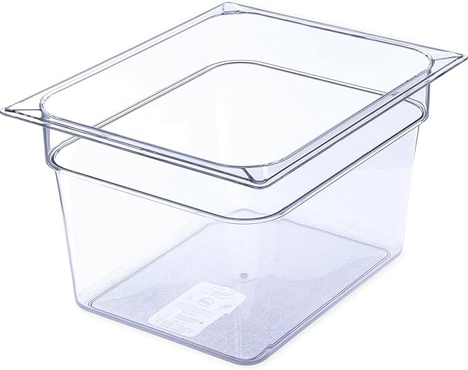 TrueCraftware- Half Size 8” Deep Food Pan Polycarbonate Clear Color- Food Storage Containers Commercial Hotel Plastic Food Pans Catering Buffets and Restaurants for Fruits Vegetables Beans Corns