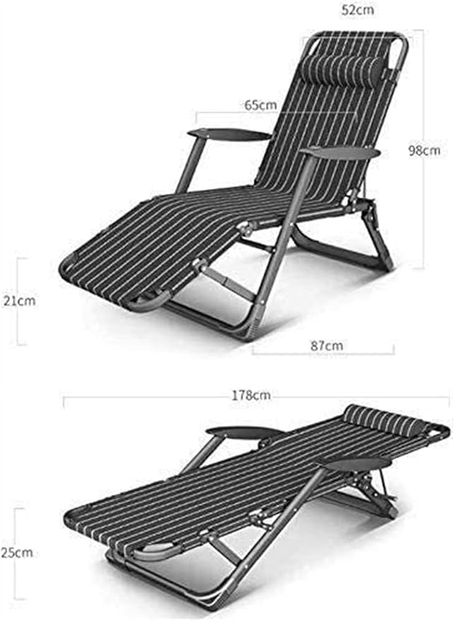 Outdoor Folding Recliner Deck Chair for Garden Beach Patio Comfortable Rocking Sunbathing Lounge Chair