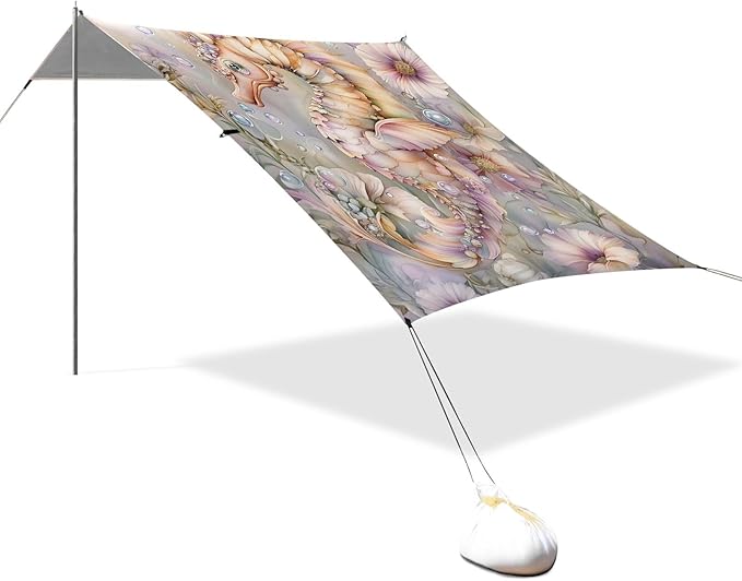 Camping Sun Shelters Seahorse Flowers Beach Canopy 126 * 110.2in