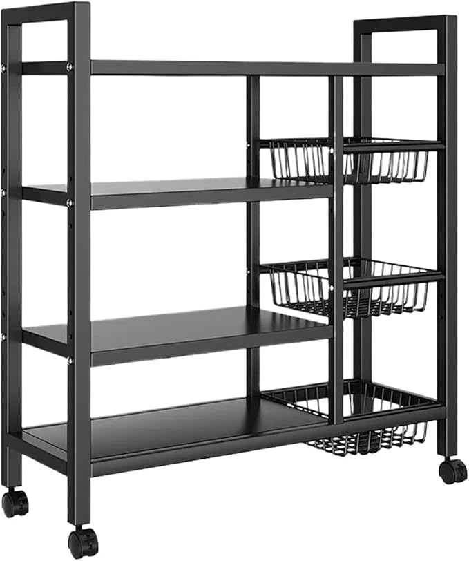 4-Tier Black Metal Removable Storage Rack Multi-Functional Organizer For Fruits &amp Vegetables In Kitchen Cabinets