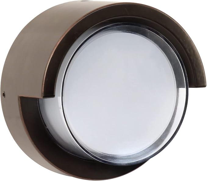 Feit Electric Outdoor LED Wall Sconce Round Wall Mount Light Fixture Dusk-to-Dawn 5000K Daylight Hardwired Bronze Finish Polycarbonate Lens 50000-Hour Lifetime S5RWM/850/DD/BZ