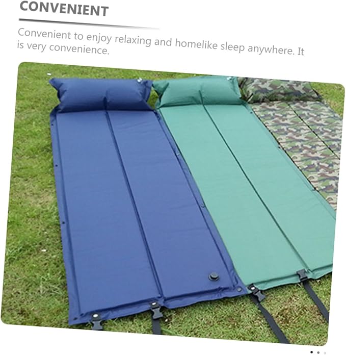 Inflatable Camping Pad Portable Wear Resistant Sleeping Mat with Design and Pillow Outdoor Sleeping Pad for Hiking Picnic and Camping Use