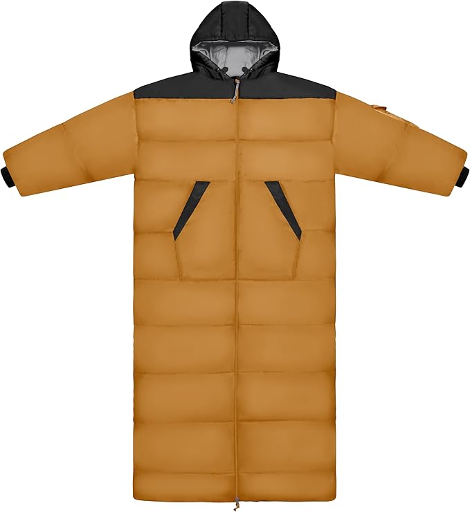 Thermotuff Wearable Sleeping Bag with Dual Hoodie Long Sleeves Pockets &amp Adjustable Drawstring - Ideal for Camping Cold Weather Hiking and Stadium Sak Blanket