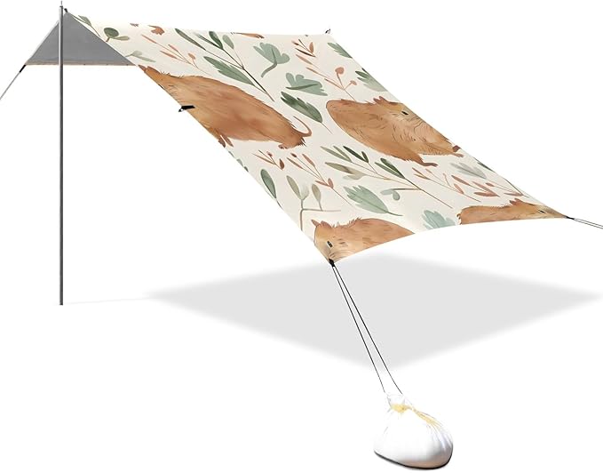 Capybara Camping Sun Shelter Beach Tent Portable Beach Sun Shade Outdoor Canopy for Camping Trips Fishing Picnic