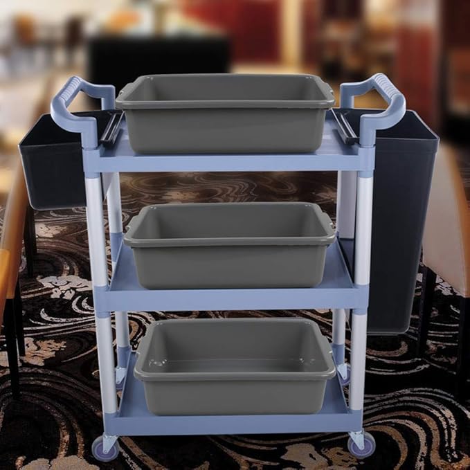 4-Pack Bus Tubs Commercial Tote Box Plastic Bus Box (13 L Capacity) Grey