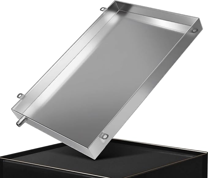 Heavy Duty 304 Stainless Steel HVAC Drain Pan AC Condensate Drip Tray with Drain Hose - Leak Prevention for AC Units Garages &amp Laundry Areas (39x16 in 100x40 cm)