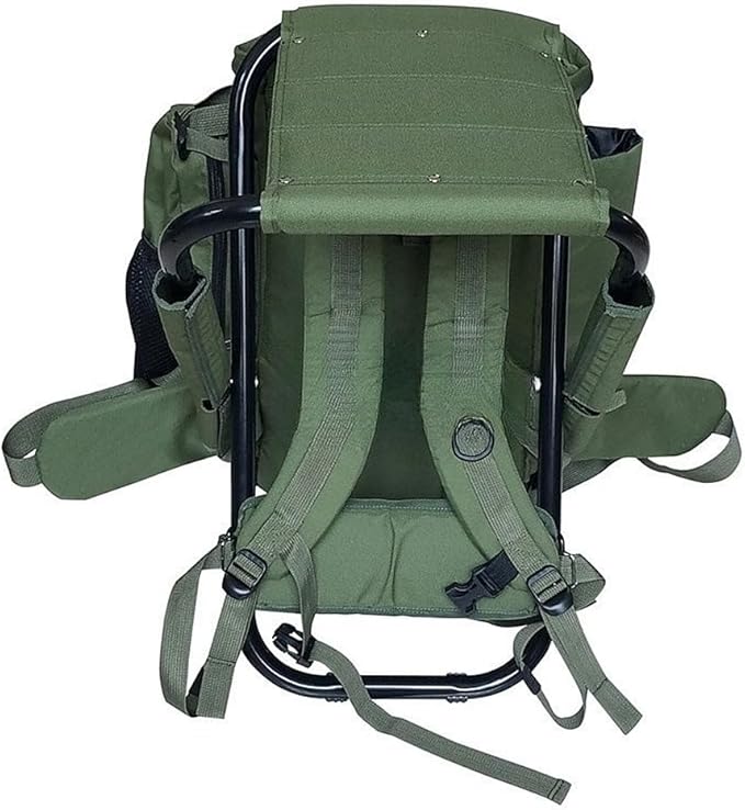UNISTRENGH Folding Backpack Chair Outdoor Cycling Multifunctional Travel Backpack Stools for Beach Fishing Camping (Military Green)