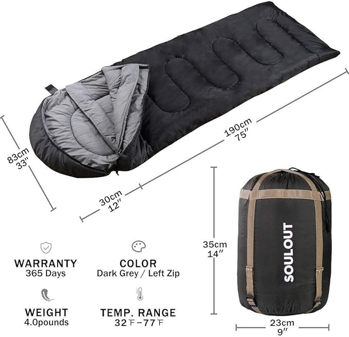 3-4 Season Sleeping Bag for Adults &amp Kids Lightweight Warm Cold Weather Camping Bag with Waterproof Compression Sack – Portable for Hiking Backpacking Traveling &amp Outdoor Adventures