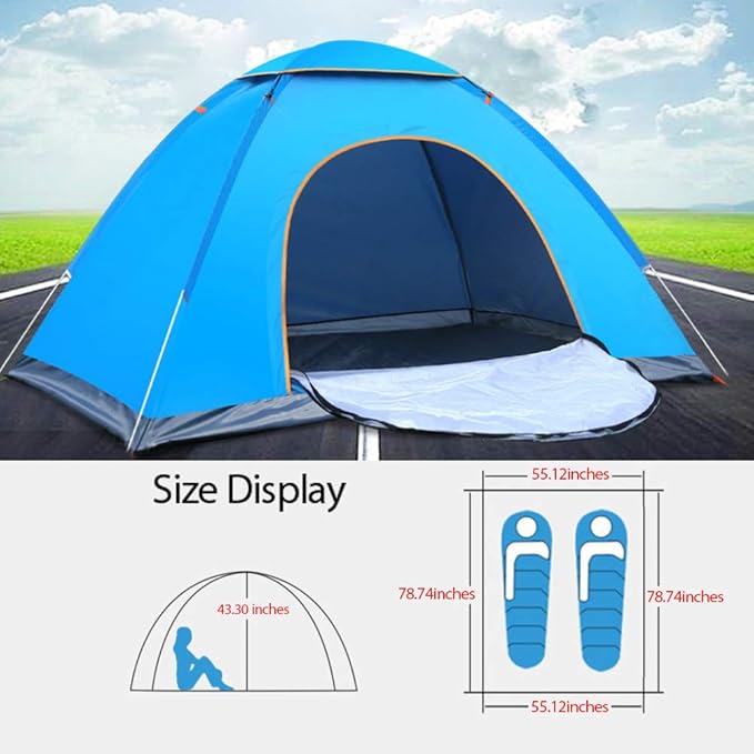 2 Person Instant Pop Up Lightweight Camping Tent Outdoor Easy Set Up Automatic Family Travel TentPortable Backpacking Ultralight Waterproof Windproof Anti-UV Sun Shelter Tent…