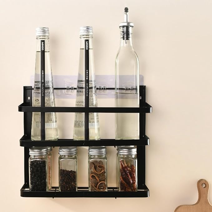 Foldable Wall-Mounted Rustproof Metal Space-Saving Shelf for Condiments &amp Utensils Easy Install Rustproof Shelf