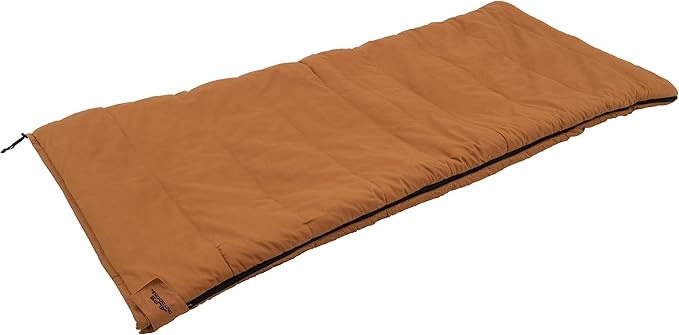 ALPS OutdoorZ Redwood -10°F Flannel-Lined Sleeping Bag with Cotton Canvas Shell Heavy-Duty Zippers Oversized Rectangle Design Cold Weather Camping &amp Hunting Gear