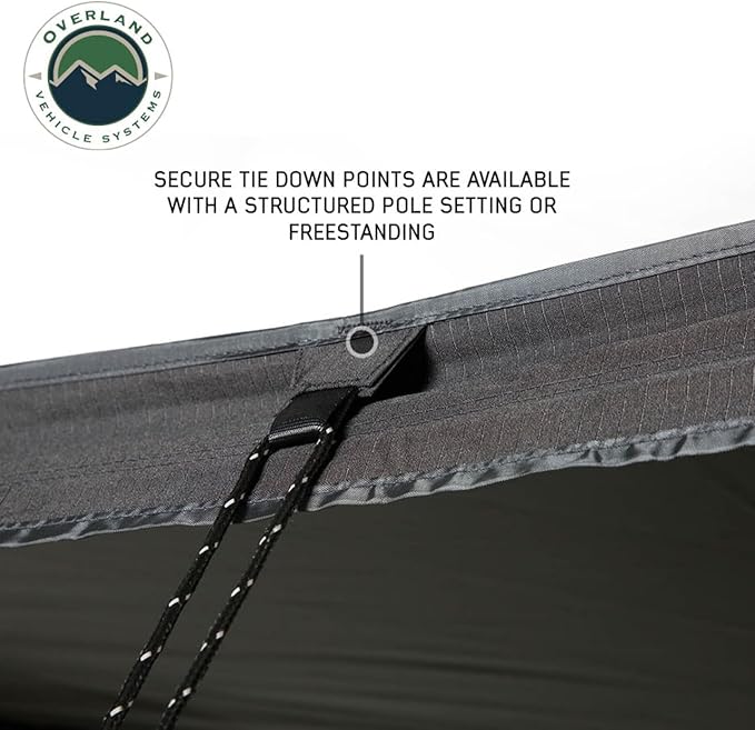 Overland Vehicle Systems - XD Nomadic 270 LT - Awning w/Lights Driver Side Black Trim w/Black Travel Bag