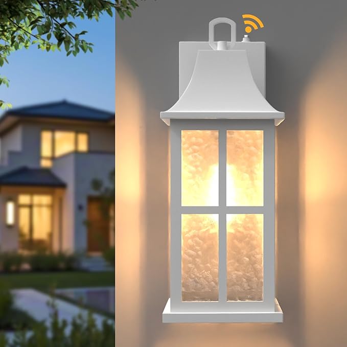 18 Modern Outdoor Wall Lights Aluminium Dusk to Dawn Outdoor Lighting Exterior Wall Lantern Waterproof Porch Light Outside Light for House Garage Patio (1 Pack White)