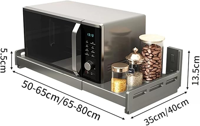 Stainless Steel Wall-Mounted Shelf for Kitchen Electric Oven &amp Microwave Stand Commercial Spice Rack Organizer Set of 2 Ideal for Restaurant and Home UseL50 65cm*W40cm