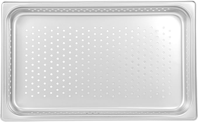 Restaurantware Perforated Hotel Pan 1 Count Full Size Anti-Jam 2.5â€ Deep Freezable 24 Gauge Stainless Steel Steam Pan - Lid Sold Separately for Use in Commercial Kitchens and Catering Events