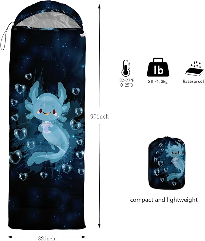 HOSIMA Dear Hunting Pattern Cold Weather Sleeping Bags for Kids AdultsBlack Light Weight Waterproof Sleeping Bags for Outdoors Hiking.
