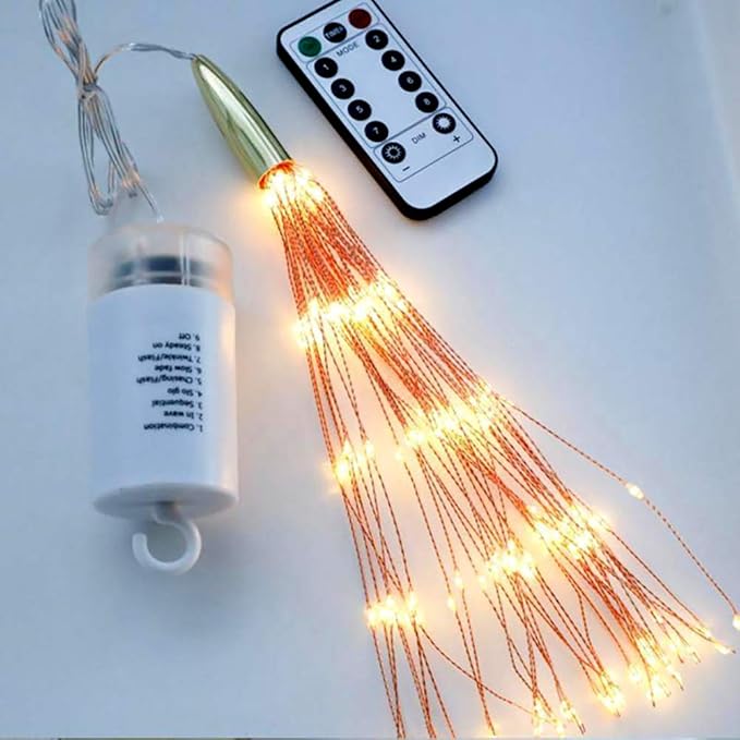 2 Pack Starburst Sphere Lights200 LLED Firework Lights 8 Modes Dimmable Remote Control Waterproof Hanging Fairy Light Copper Wire Light for Patio Parties Christmas (Battery Operated)